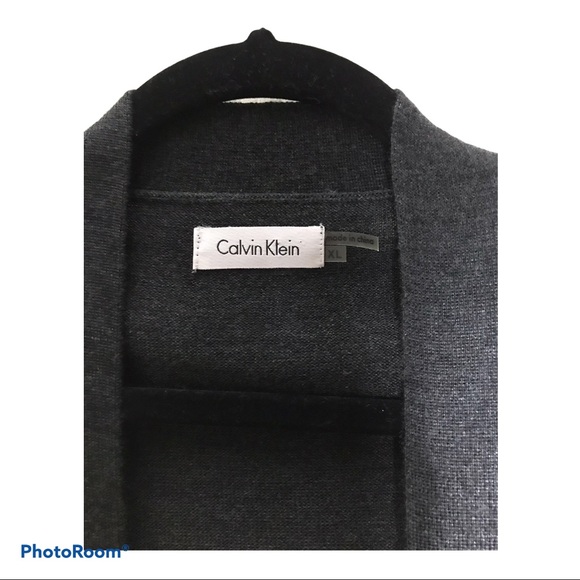 Calvin Klein Dark Gray Crop Sweater Cardigan - Picture 4 of 4